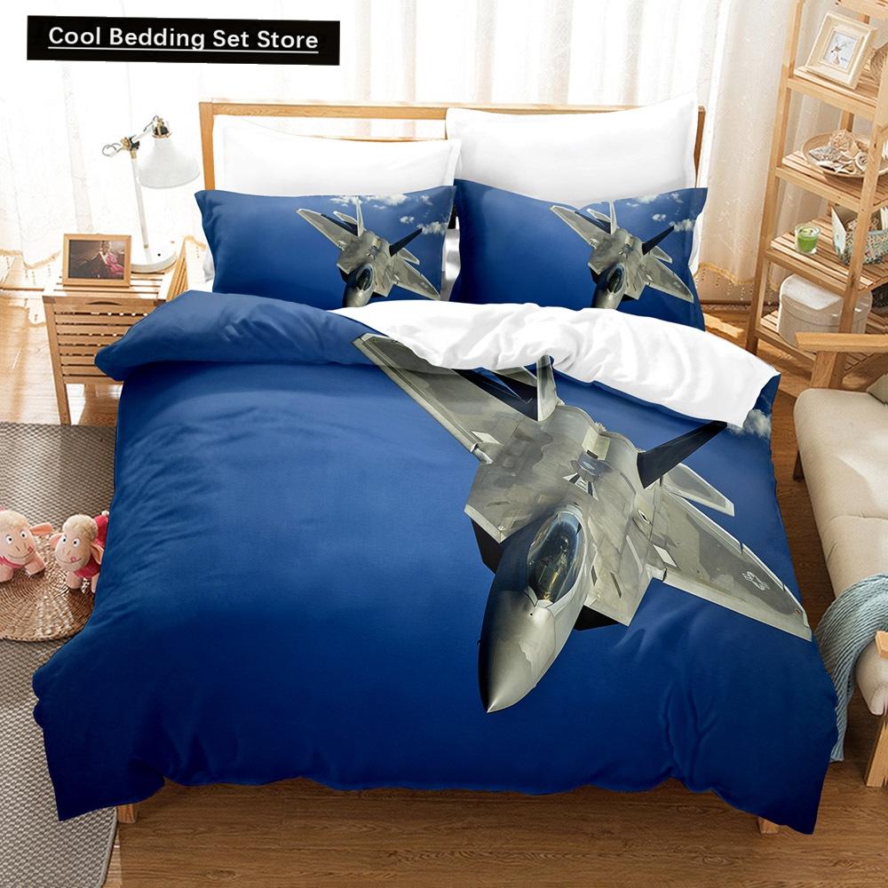 Fighter Fire King Queen Full Duvet Cover Cool Airplane Bedding Set Military Fans Quilt Cover Red Black Polyester Comforter Cover
