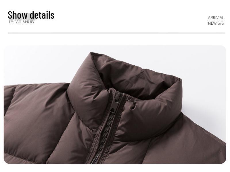 Men's 2025 Trendy Stand Collar Short Down Jacket - Casual Thick Warm White Duck Outerwear
