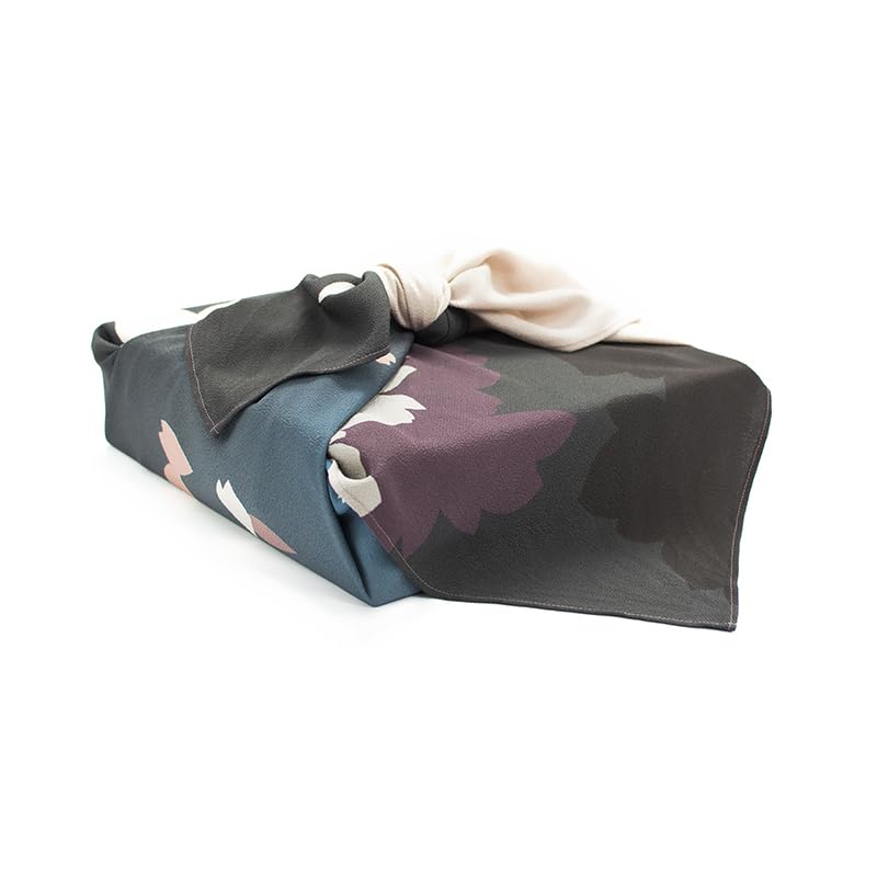 Asakura Senpu Ultra Furoshiki Futago Chirimen with Light Ink Cherry Blossoms Water-Repellent (Wrapping Cloth) "Nagare"