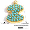 Capital A-Z Initial Letter Pendants Pave Blue Synthetic Stone Minimalist Jewelry Charm for DIY Craft Accessory
