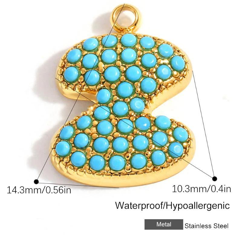 Capital A-Z Initial Letter Pendants Pave Blue Synthetic Stone Minimalist Jewelry Charm for DIY Craft Accessory