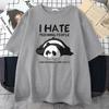 T-shirt en coton pour homme, motif panda paresseux, je déteste les gens du matin, dessins animés, vêtements décontractés, entièrement mathématiques, surdimensionnés, respirants, manches courtes