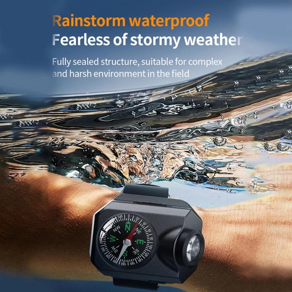 Wrist LED Light Wristwatch Flashlight with Compasses Rechargeable Outdoor Bracelet Flashlight Tactically Torch Camping Running