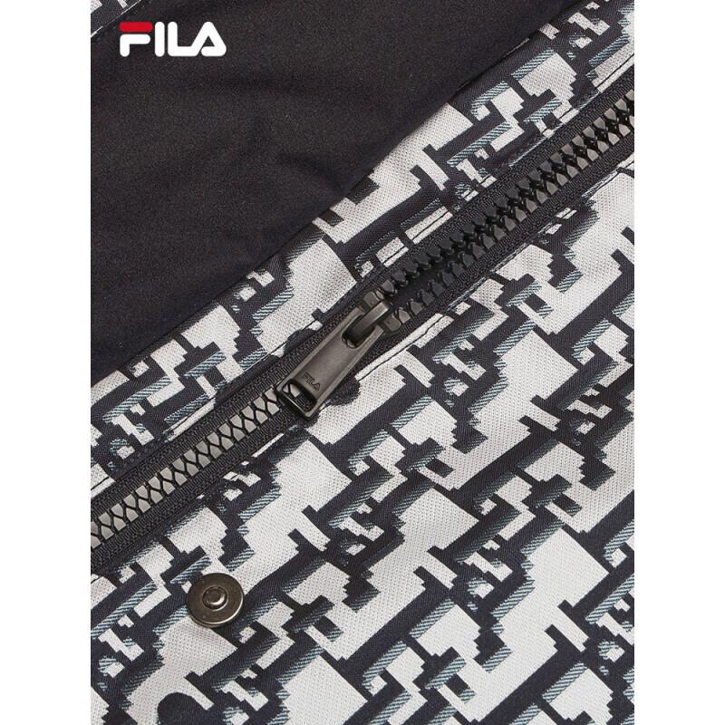 FILA Women's Colorblock Jacquard Hooded Mid-Length Down Jacket