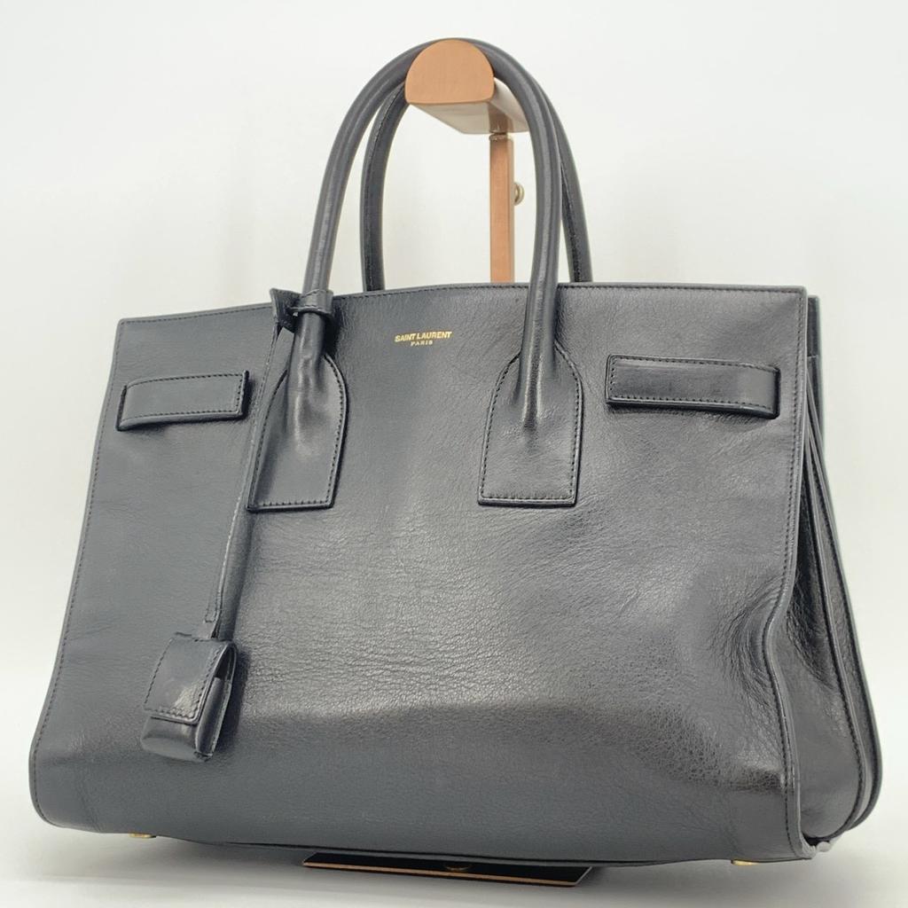 SAINT LAURENT PARIS YSL 2way Sac de Jour Shoulder Bag Tote Handbag Leather Black