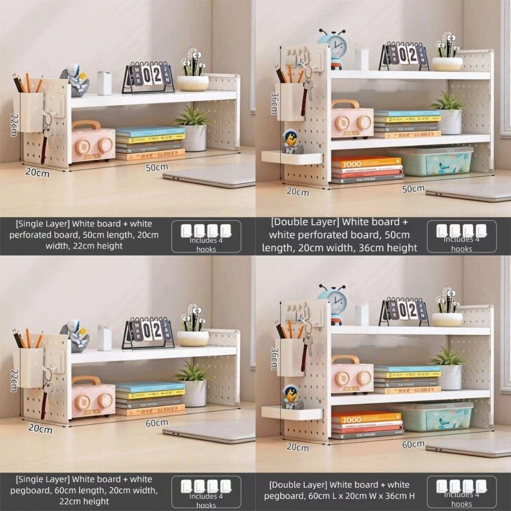 New Simple Design Hole Board Bookcase Modern Style Open Top Tabletop Shelving Easy Assembly Desktop Bookcase Home Office