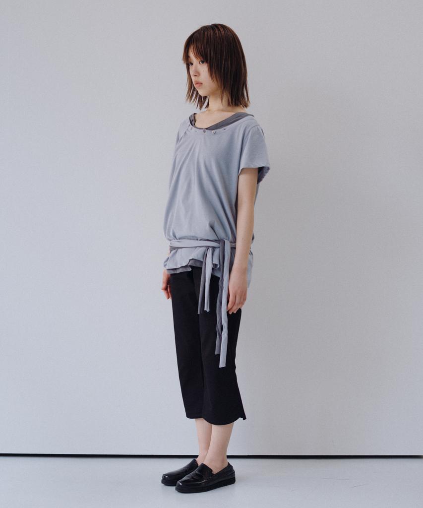 Ohesio One-Shoulder Wrap T-Shirt, Gray