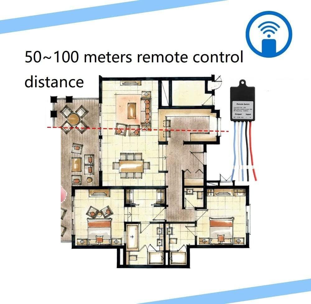 Mini Wireless Remote Control Switch Dc 6V 12V 24V 1 Channel Rf Relay (2X Remote)