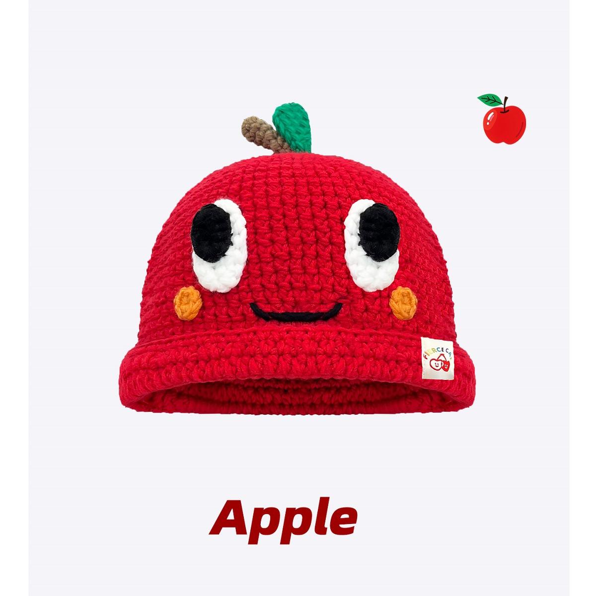 

Funny hand-woven carrot apple pullover knitted hat Mayday parent-child warm cute wool hat adult (56-58cm)