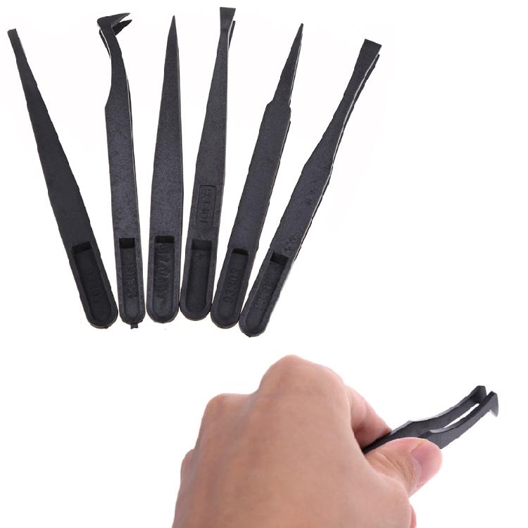 6pcs Anti-static Tweezers Plastic Soft Elastic Set Industrial Repair Hand Tools