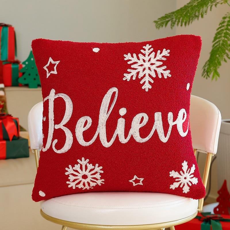 Christmas Elk Snowflake Pillow Sofa Bedside Cushion Embroidered Home Ins Style Pillow European and American