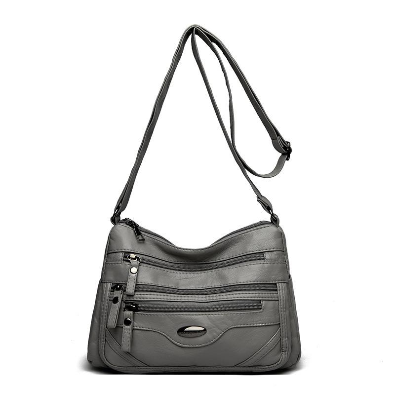 

Женская мягкая кожаная сумка Женская сумка для мам среднего возраста Женская сумка на одно плечо Большая вместительная сумка через плечо Маленькая сумка темно-серого