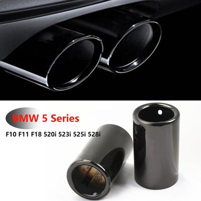 2PCS Car Tail Throat Exhaust Pipe Muffler For BMW 5 Series F10 F11 F18 520i 523i 525i 528i Stainless Steel Titanium Black