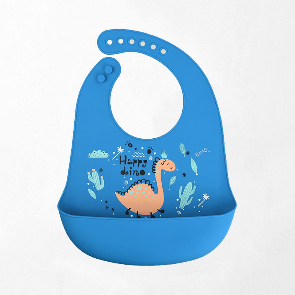 Silicone World 1PC Waterproof Bibs Baby Kids Stuff Cute Cartoon Printed Kids Bib Adjustable Soft Silicone Bib Baby Feeding Stuff