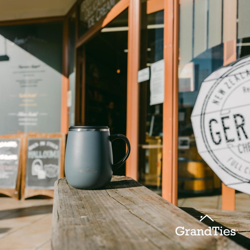 GRANDTIES Premium Vacuum Insulated Mug, 460ml, Available in 19 Colors, with Easy-Open Sliding Lid, Stainless Steel Double-Wall Vacuum Insulation, and