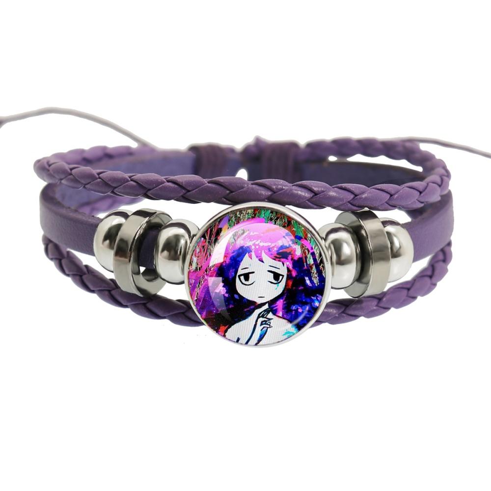 Sewerslvt Schizofrenia Dnb Cover Album Cartoon Creative Button Rope Button Purple Leather Bracelet Jewelry Charm Fans Gift