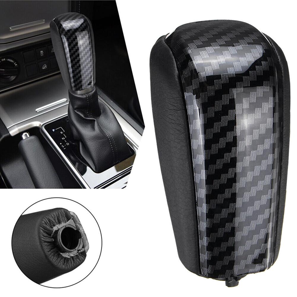 For Toyota Prado FJ150 for Lexus GX460 GX470 PU Leather Gear Shift Knob Black + Carbon Fiber Style Gear Shift Knob