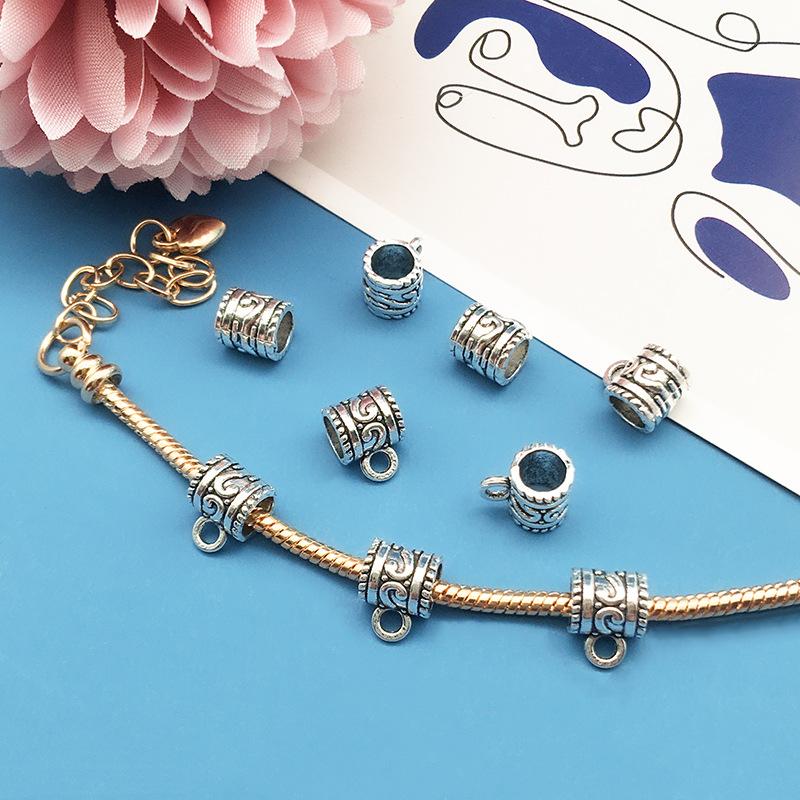 1 4Mm Large Hole Tee Hanging Head Pendant Buckle Handmade Diy Silver, Bracelet Jewelry Accessories