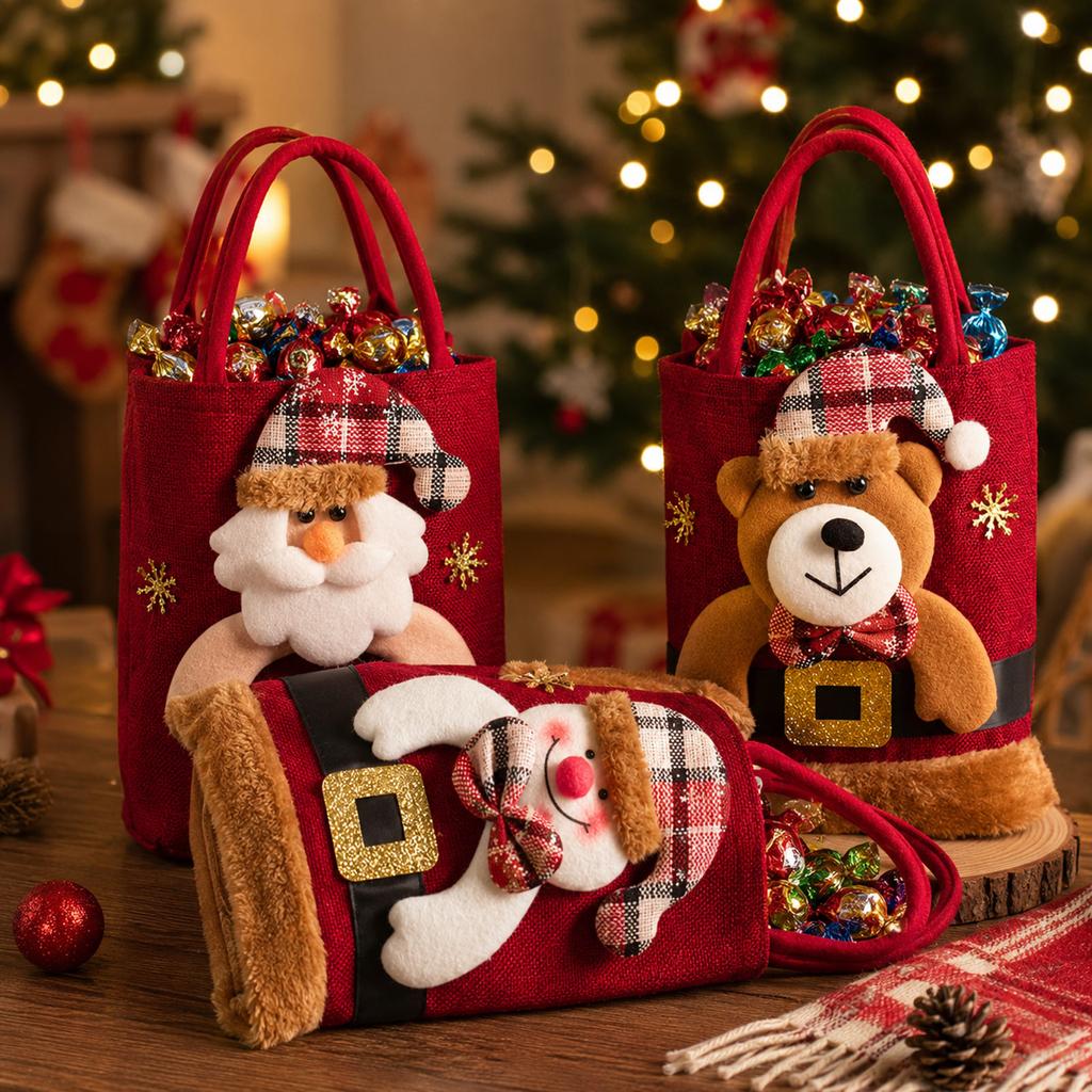 Christmas Eve Candy Gift Bags - Festive Holiday Bags for Gifts, Snacks, Party Favors for Kids and Adults