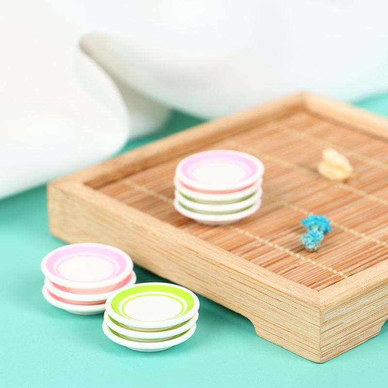 5Pcs/Bag 1:12 Dollhouse Miniature Colorful Plate Dishes Kitchen Accessories Toys