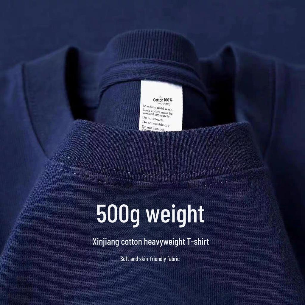 320g Heavyweight White Cotton Short-Sleeve T-Shirt for Men and Women - Thick, Non-Transparent, Loose Fit, Perfect for Summer. 