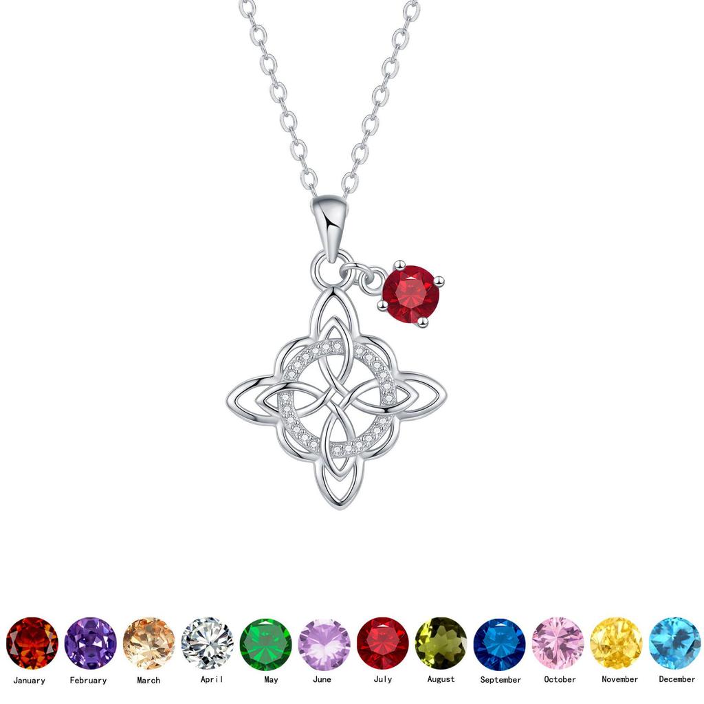 Twelve Zodiac Stones Witch Knot Necklace - Elegant Clavicle Chain Pendant Birthday Gift