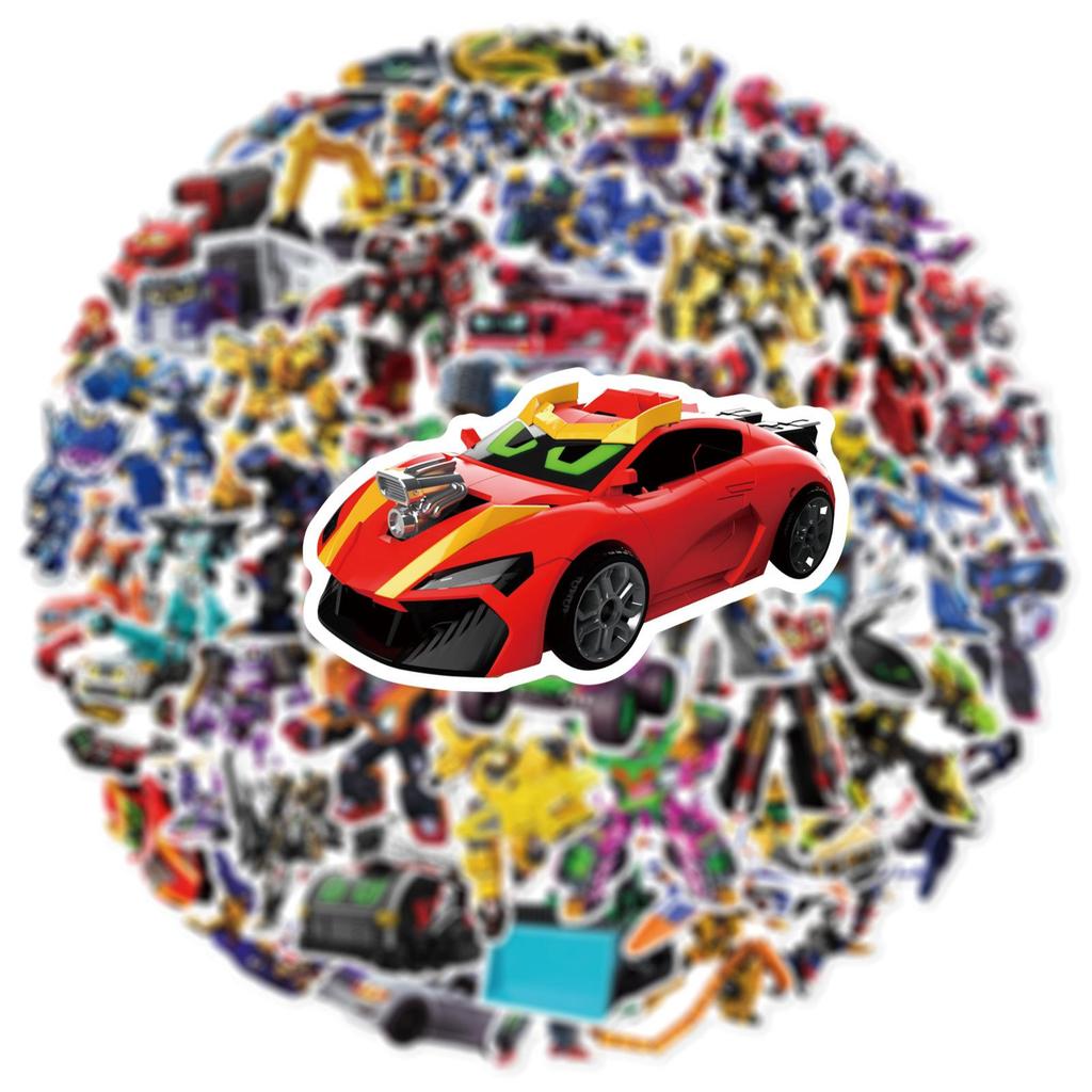 50 PCS Cartoon Car Robot Warrior Sticker Pack, Waterproof Graffiti Vinyl Decals for Notebook Phone Luggage Fridge, Action Figure Stickers