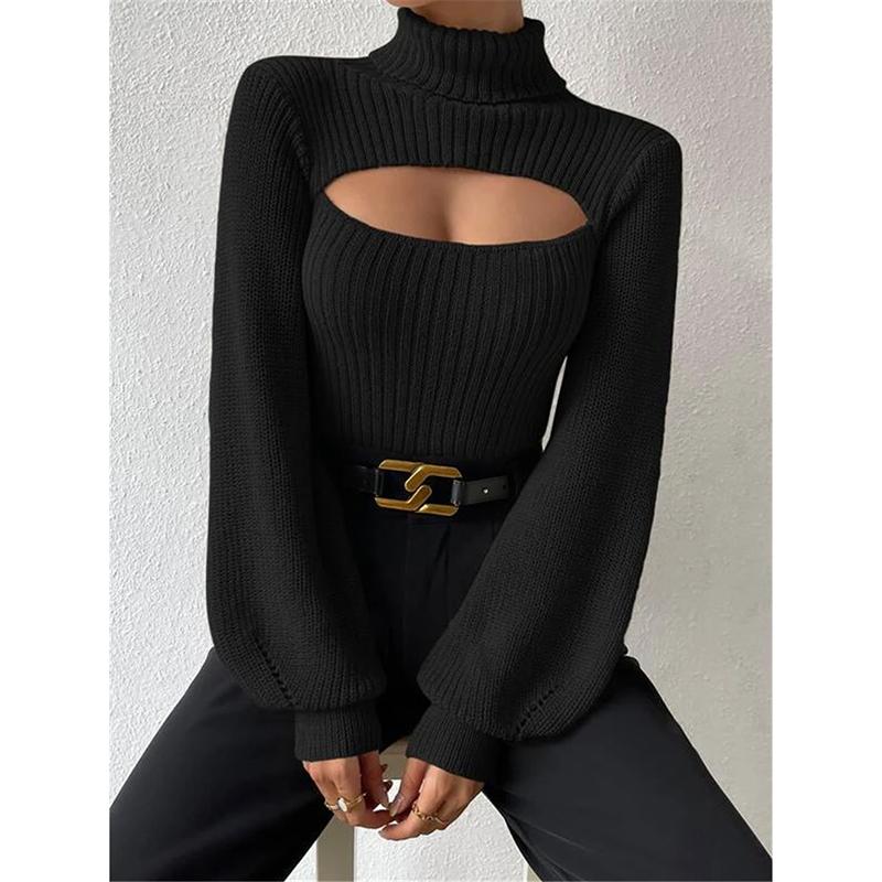 Maglione da Donna Autunno Inverno Sexy Lento Scollo Alto Design Intrecciato Capo Esterno Top per Donne