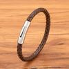 3/4/5/6/8mm Men Leather Bracelet Bangle 3 Colors Braided Magnetic Clasp Simple Style Custom Handmade Accessories Wholesale