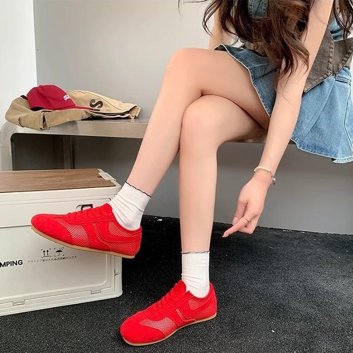 Atmungsaktive Mesh-Leder Damen Schuhe Sommer vielseitige lässige Sportschuhe