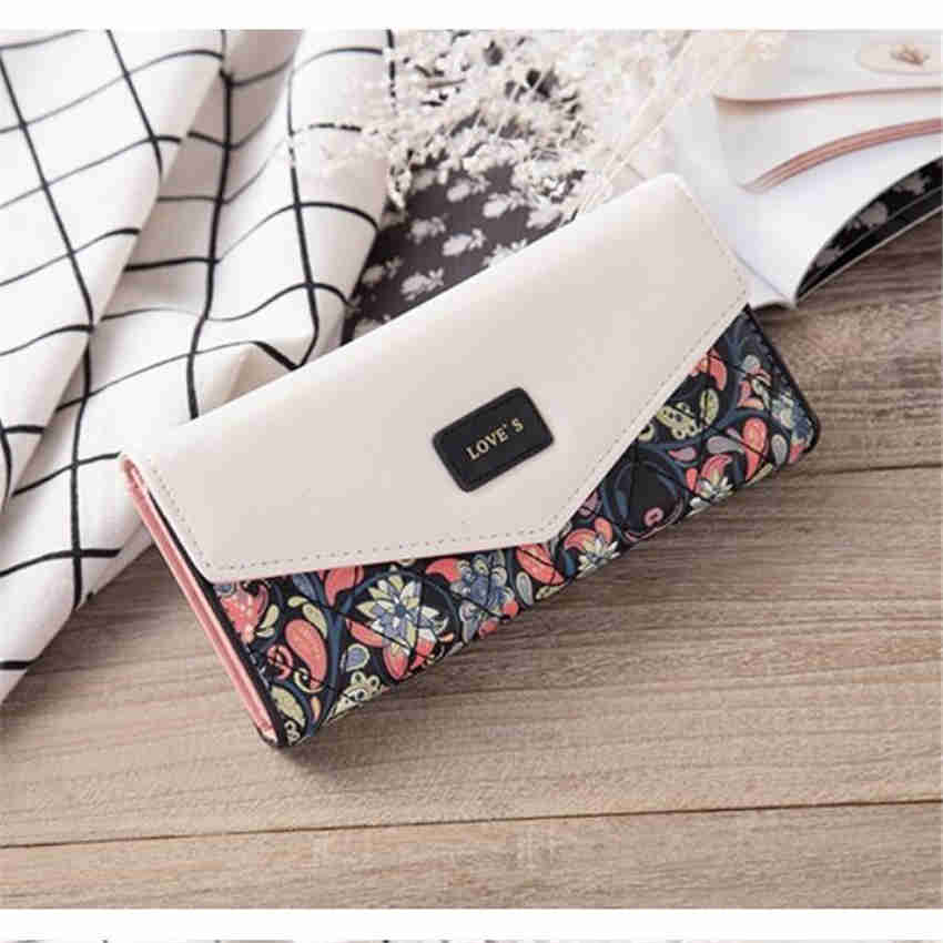 Fashion Females Small Floral Rhombus Envelope Buckle Long Wallet Women Clutch Wallet