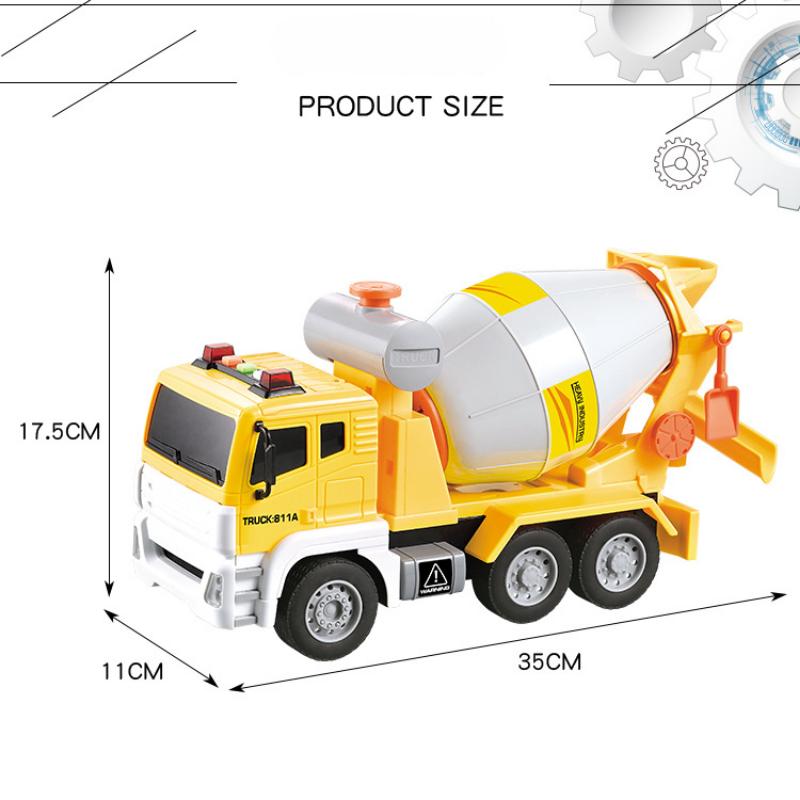 Engineering Vehicle Pneumatic Concrete Cement Mixer Truck Simulation Tank Truck Sound and Light Car Toy