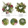 2pcs Artificial Garland with Candlestick Centerpieces, Rose Candle Wreath, Tea Light Candle Holders, Artificial Plant Wreath