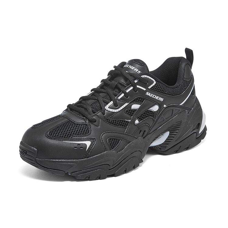 Skechers Stamina V2 Men Black Low Top Dad Shoes Fabric Tech Style Retro Casual Durable Platform 237234-BBK