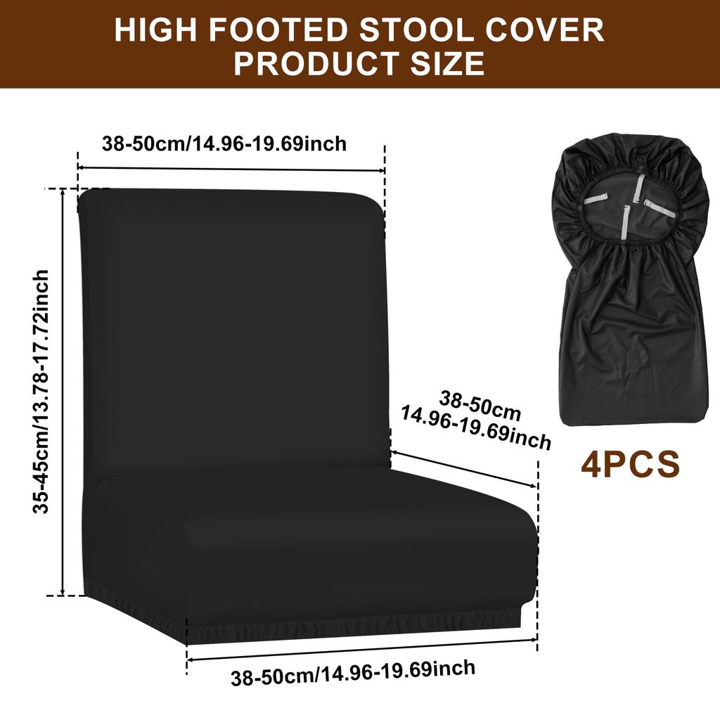 4Pcs Waterproof Bar Stool Chair Cover PU Washable Bar Chair Covers Chair Slipcover Elastic Seat Cover for Hotel Banquet Dining