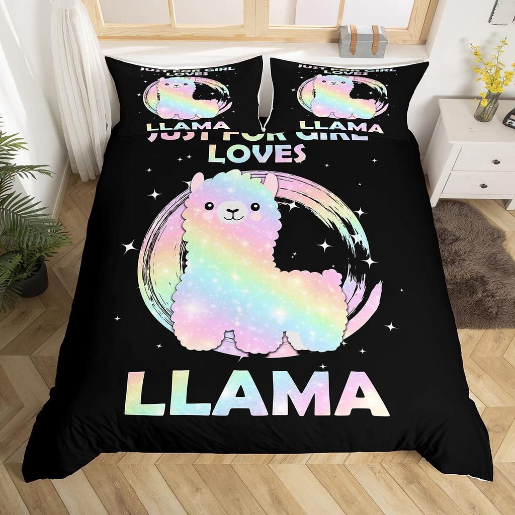 Alpaca Duvet Cover King Size,Cute Llama Bedding Set for Girls Teens Women Couple,bedroom Decor Comforter Cover with 2 Pillowcase