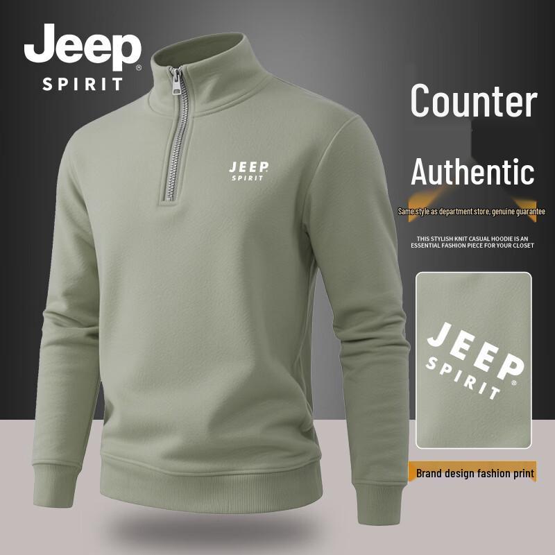 JEEP SPIRIT Men s Casual Stand-Collar Pullover Sweatshirt M