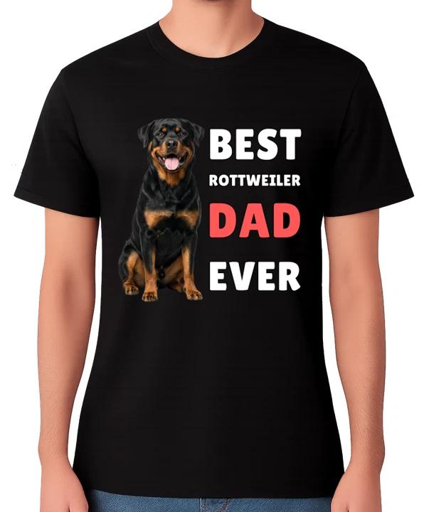 Best Rottweiler Dad Ever T-Shirt Strong Breed Dog Dad Gift Men’s Tee XXXL
