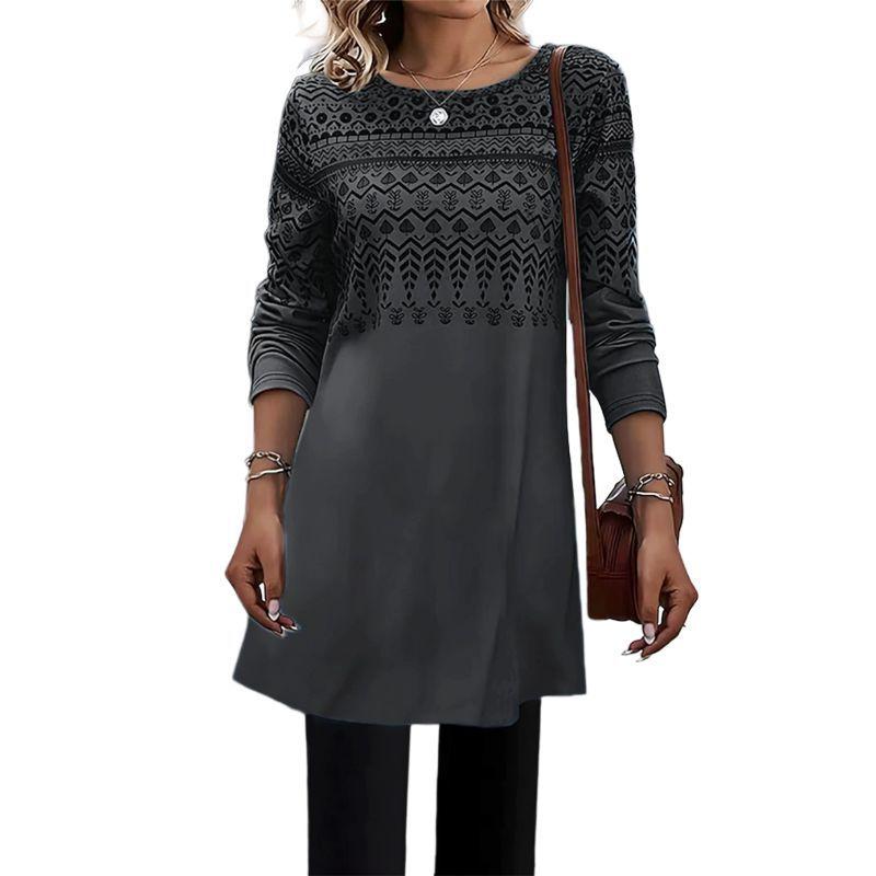 Women's Crew Neck Long Sleeve Dress Pullover Top