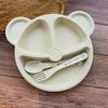 Dinner Plate Wheat Straw Tableware Cartoon Bear Children Dishes Kids Dinner Plate Baby Plate Fork Spoon Baby Eating Anti-hot Training Dinnerware Set