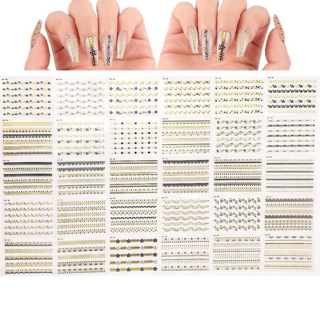 Gold 3D Self-Adhesive Full Cover Nail Stickers for Kids - Wearable Manicure Decals