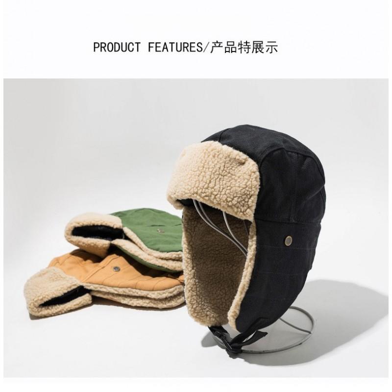 Unisex Winter Warm Fleece-Lined Aviator Hat With Ear Flaps Cotton-Polyester Blend Beanie Cold Weather Outdoor Use