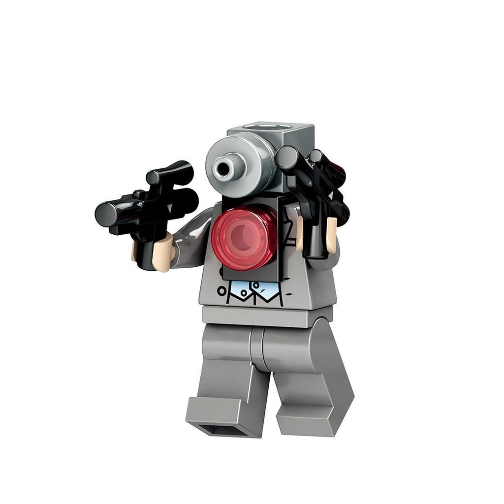 Muž na záchodě Sleduje Muže Sestavujícího Stavebnice