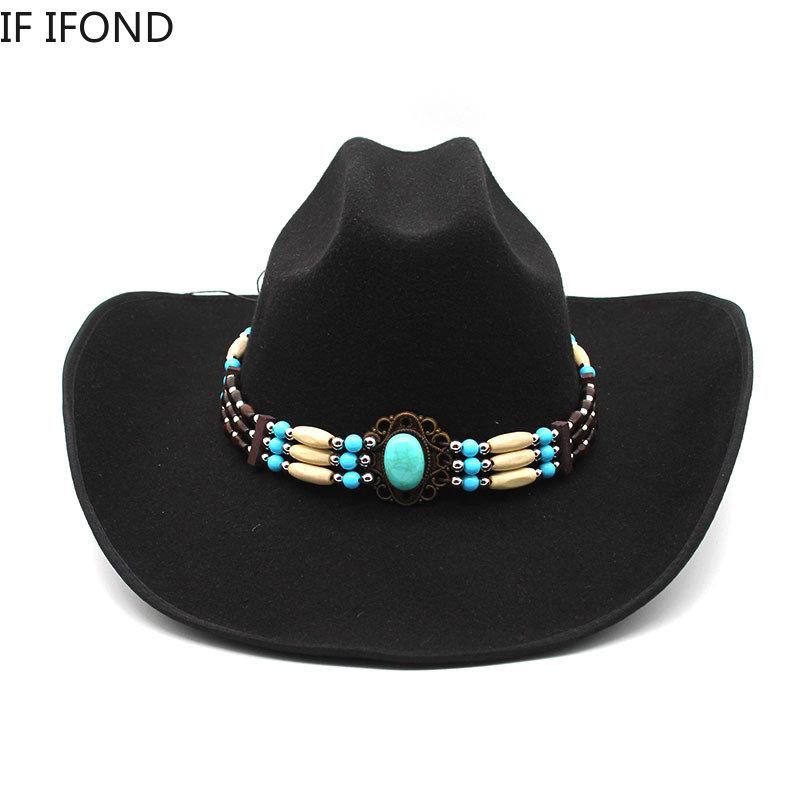 New Artificial Wool Western Cowboy Hat For Men's Women's Winter Autumn Wide Brim Gentleman Jazz Hats Cloche Church Sombrero Cap
