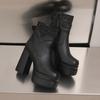 Women's High-heeled Short Boots Sexy European and American Style Autumn and Winter Waterproof Table Thick-heeled Large-size Roman Boots