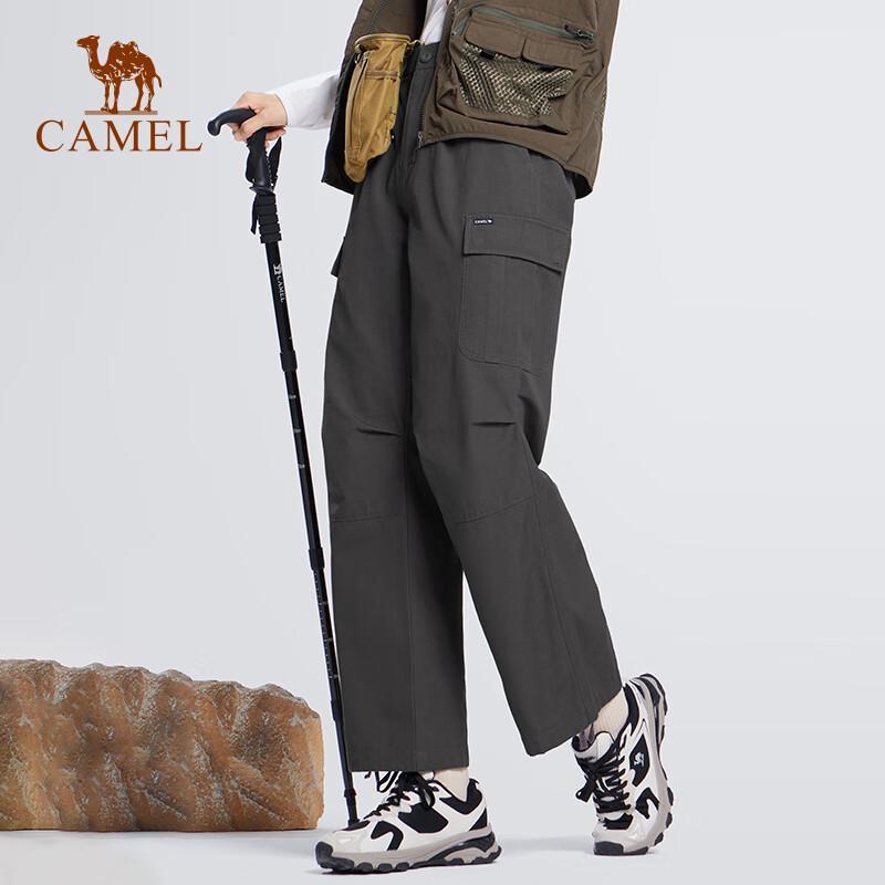 Camel Women's Casual Cotton Straight-Leg Cuffed Cargo Pants