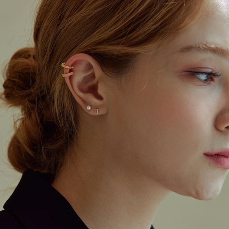 Shertz [4set] Pearl n Cubic Earcuff Earring (14k) SHEC0014