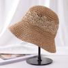Fashion Large Brim Woven Hat Breathable Foldable Straw Hat Sun Protection Hollow Out Bucket Hat Travel Use