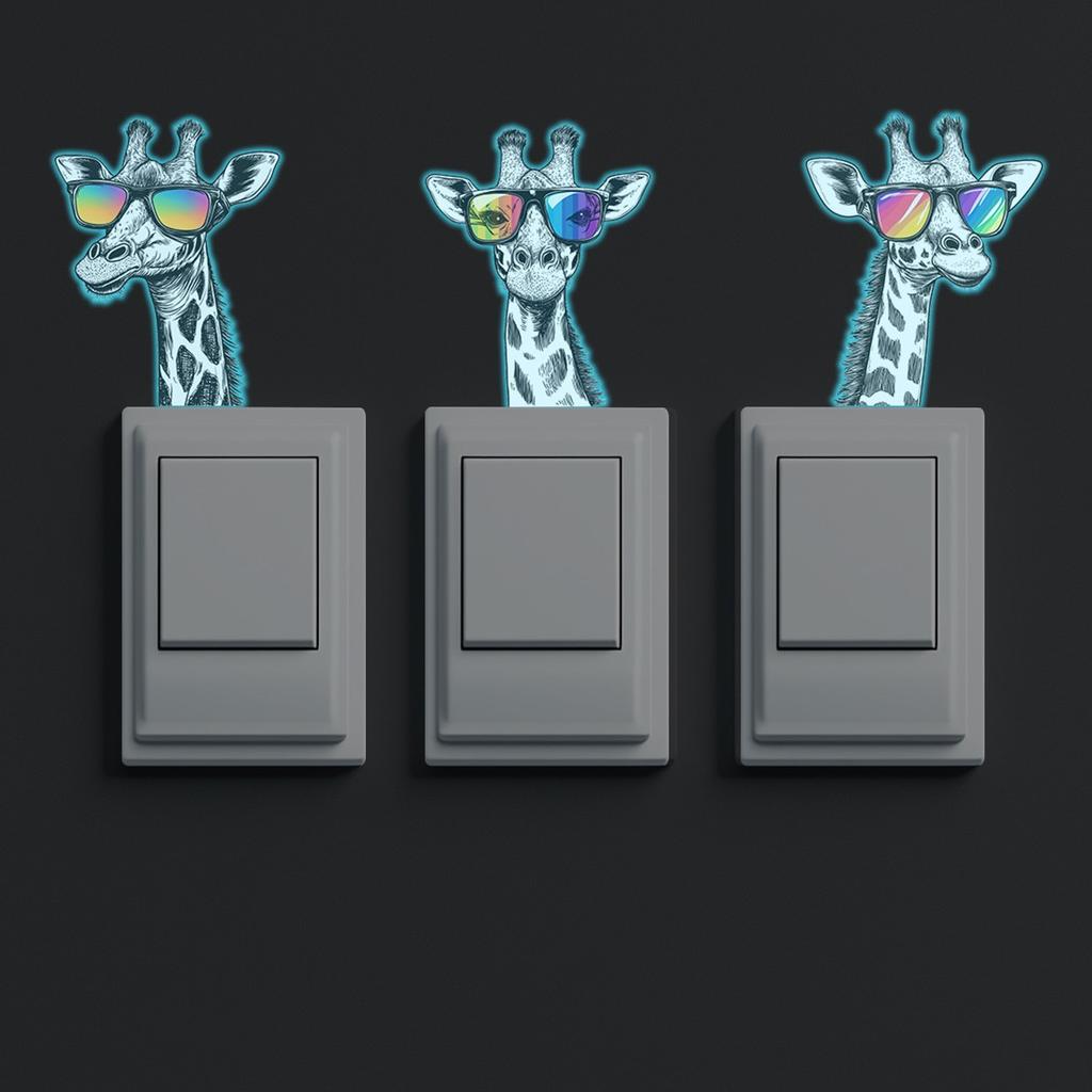 Blue Light Night Light Creative Sunglasses Giraffe Switch Sticker Personalized Switch Socket Decorative Sticker