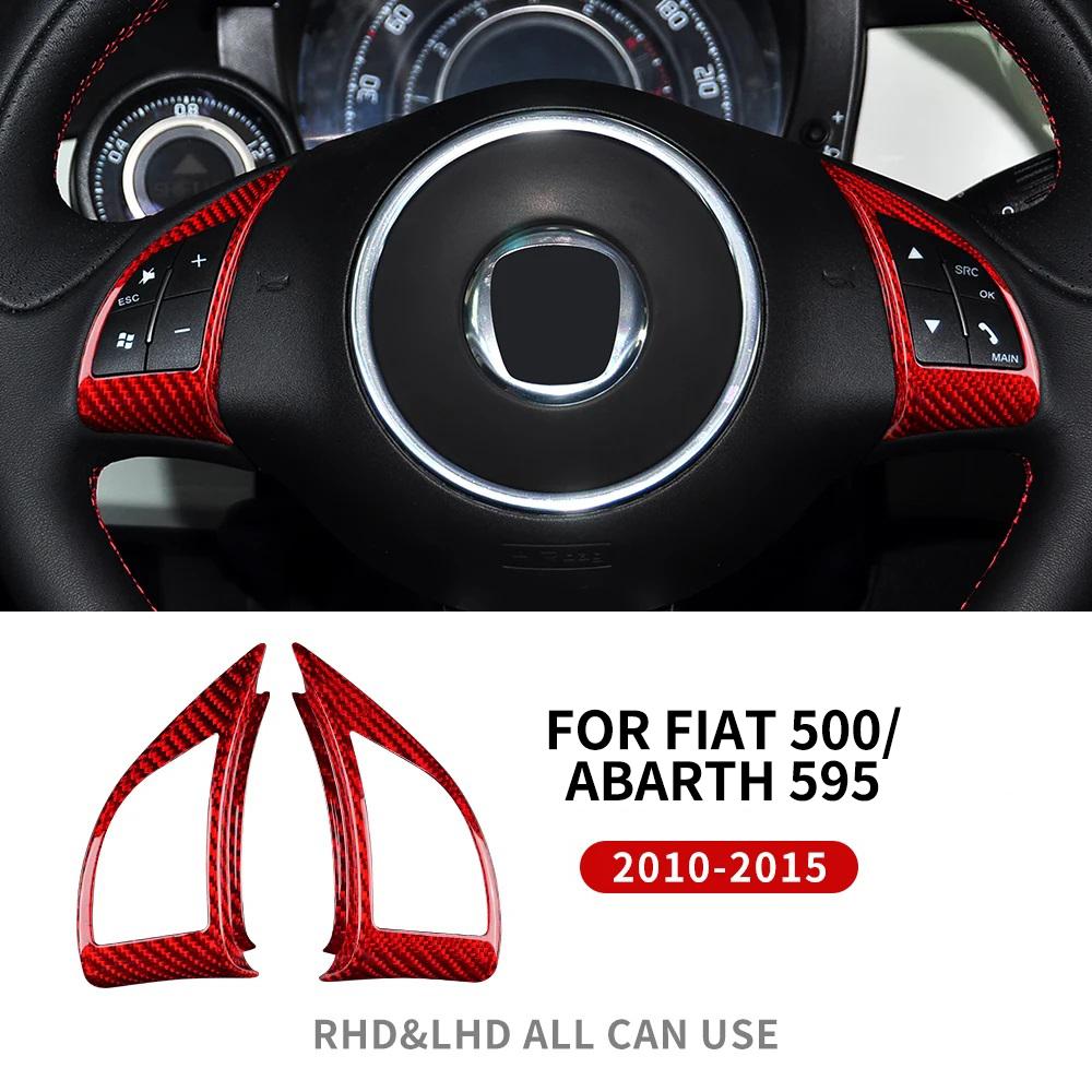 Real Hard Carbon Fiber Sticker For Fiat 500 Abarth 595 2010 2011 2012 2013 2014 2015 Car Steering Wheel Button Interior Trim